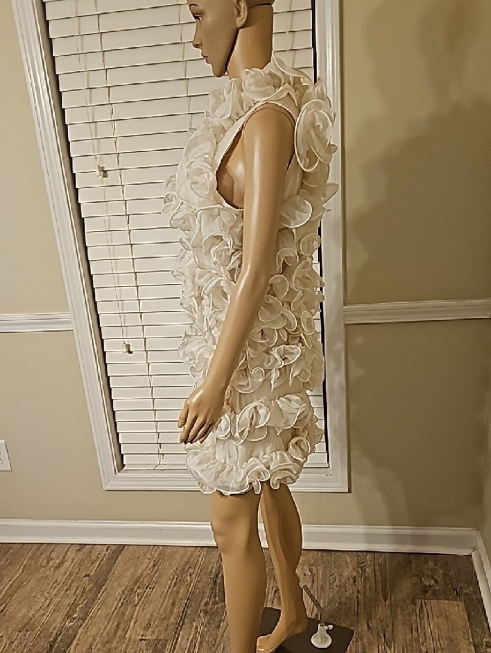 Mable Ruffled Mini Dress in Ivory - Picture 4 of 5